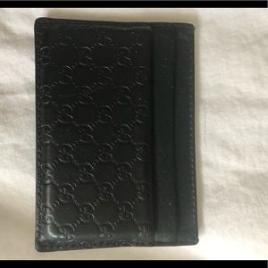 Gucci Black Microssima Leather Card Holder